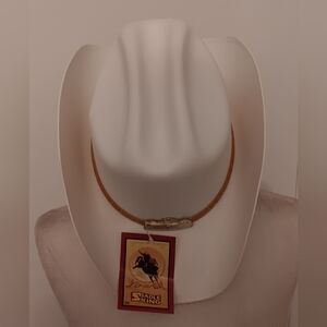 White Cowboy Hat with Tan Band